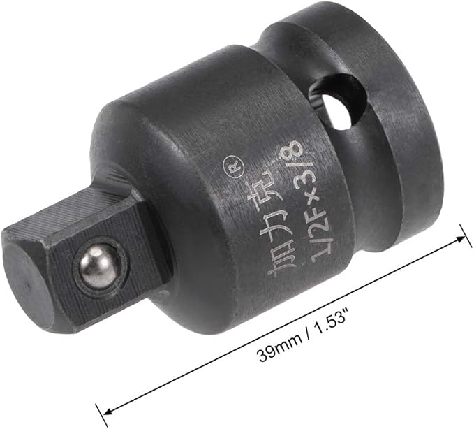 uxcell 1/2" Drive (Female) x 3/8" (Male) Impact Socket Reducer for Use with Air Impact Drivers, Breaker Bars, Ratchets, CR-MO Steel