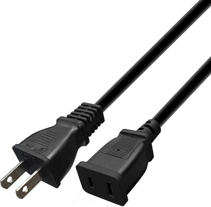 Toptekits (1.6ft/0.5m) USA Outlet Saver Power Extension Cord Cable 125V 10A 2-Prong 2 Outlets for NEMA 5-15P to NEMA 5-15R,Nice Short Little Extension
