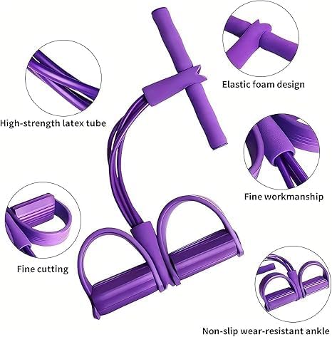 Pedal Resistance Bands by Skiennix - Durable 6-Tube Design for Full-Body Workout | Natural Rubber