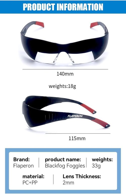 Flaperon Black Fog Foggles - Adjustable Band for Pilot Training | Durable Polycarbonate Lenses
