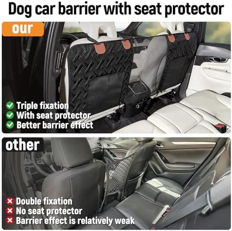 Dog Car Barrier,Dog Net for Car Divider,Pet Barrier with Mesh Organizer,Universal for Car,SUV,Truck