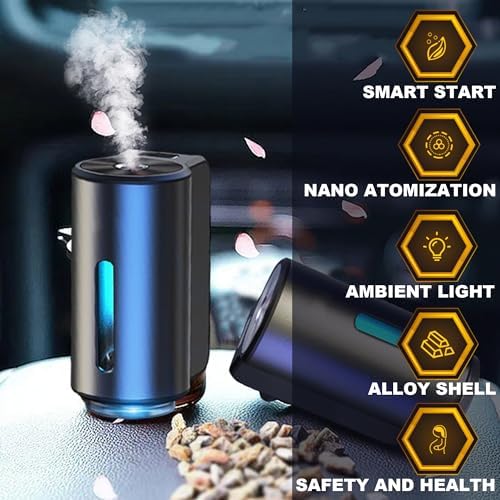 Smart Car Air Freshener, Car Air Freshener Diffuser, Rechargeable Car Aroma Diffuser, 3 Levels of Adjustable Intelligent Car Diffuser Men's Fragrance with 3 Bottles of Cologne