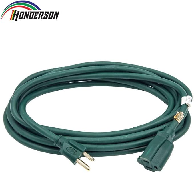 15FT Outdoor Extension Cord-16/3 SJTW Durable Green Extension Cable with 3 Prong Grounded Plug for Safety,Great for Outside Christmas Decorations