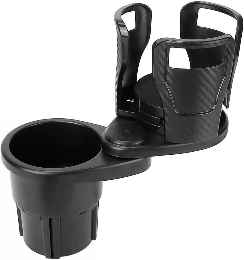 Car Cup Holder Expander for BMW 328 2007-2011 2012-2016, Multifunctional Dual Cup Mount with 360° Rotating Adjustable Carbon Fiber Texture Adapter