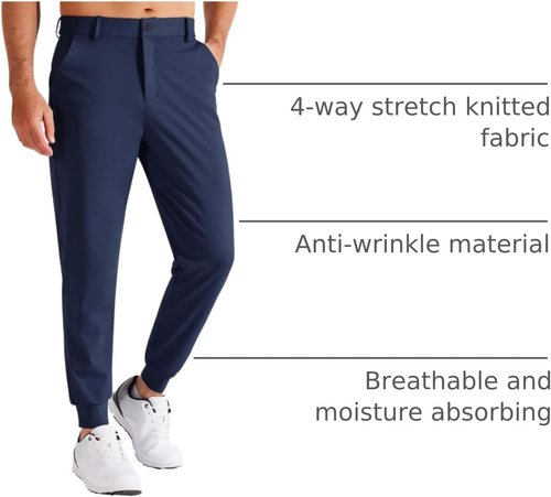 Libin Men's Golf Pants - Lightweight Slim Fit Joggers with 3 Pockets | Soft Stretchy Athletic Wear