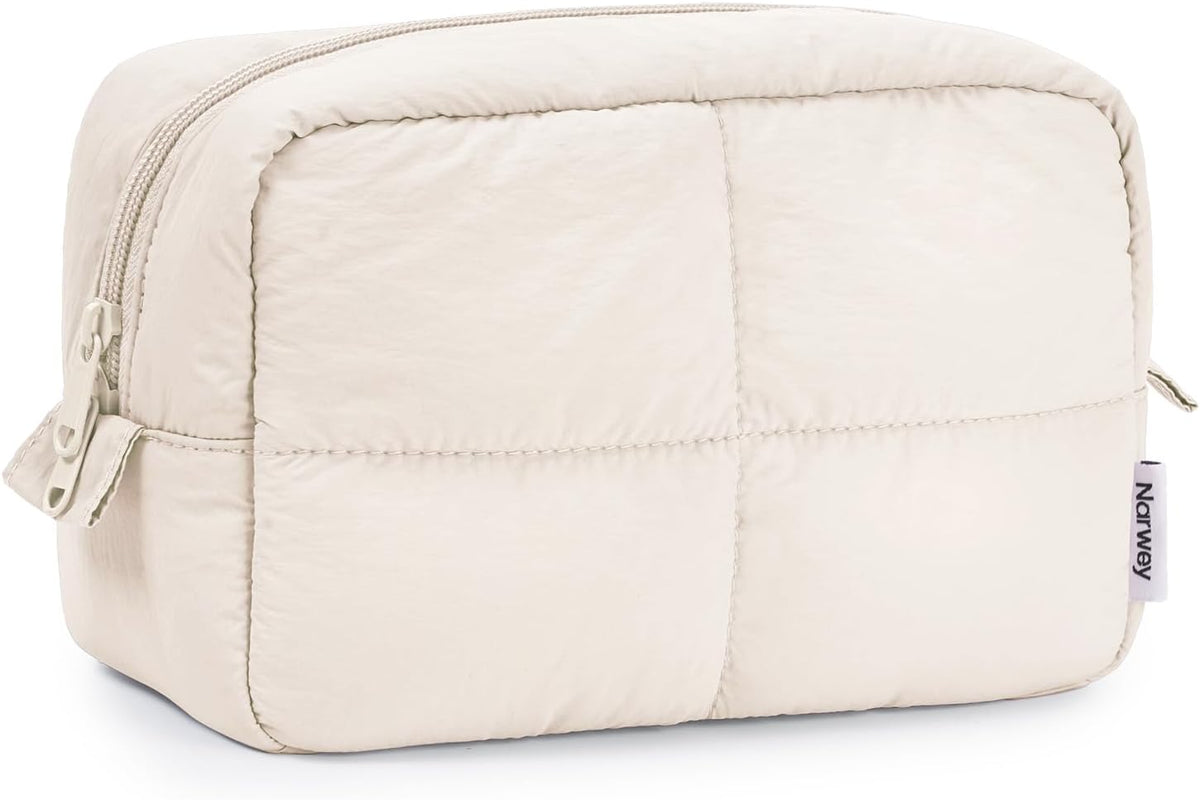 Narwey Puffy Makeup Bag Travel Toiletry Bag, Cute Cosmetic Bag for Women