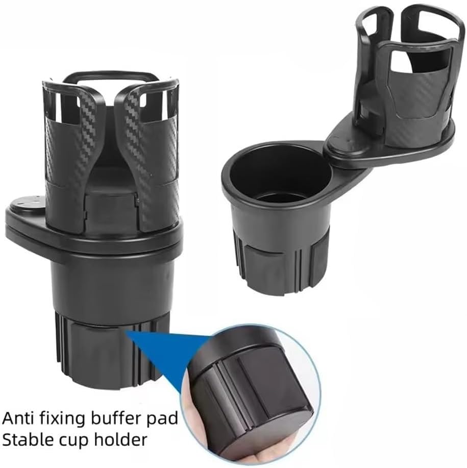 Car Cup Holder Expander for Mercedes-Benz Sprinter (3rd Gen) VS30 2019-2026+ 2-in-1 Dual Cup Mount Organizer with 360 Degree Rotating Adjustable Base Black 1 Pack