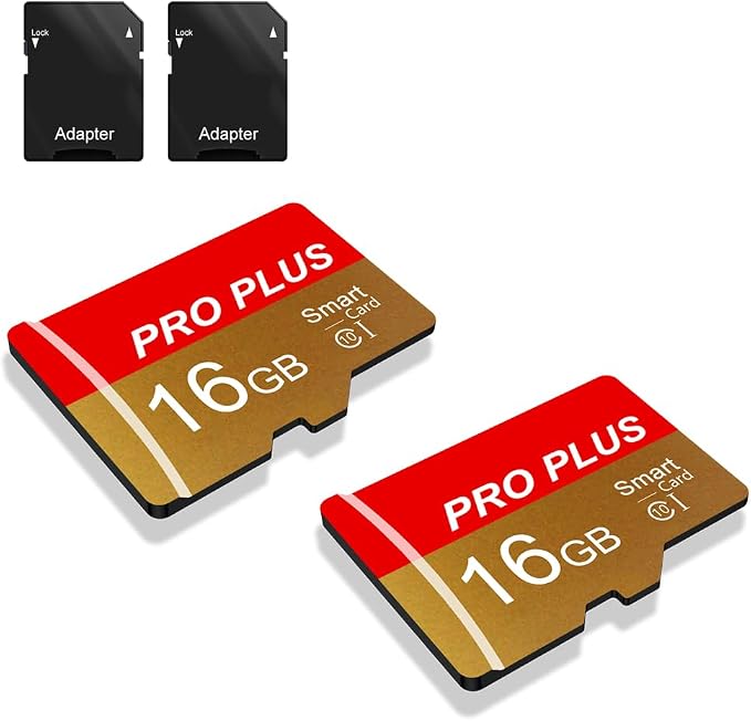 2 Pack Memory Card 16GB with Adapter, High Speed TF Card, UHS-I C10 A1 Memory