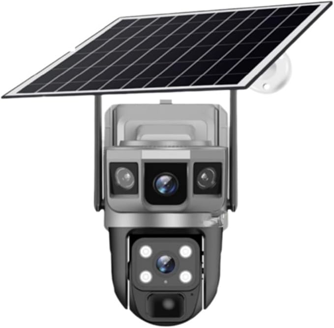 for Outdoor Camera Battery CCTV Monitor 4G SIM Card Network IP Security Pet Camera Motion Detection 3 Screen PTZ Camera(4G CCTV 128G Card)