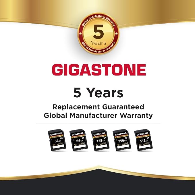 【5-Years Data Recovery】 GIGASTONE 128GB SD Card, 4K Camera Extreme, UHS-I A2