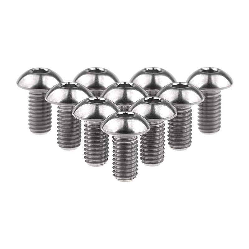 Wanyifa Titanium Ti Water Bottle Cage M5x8 10 12 15mm Bolt Button Head Allen Key Screws Pack of 10 (Silver, M5x10mm)