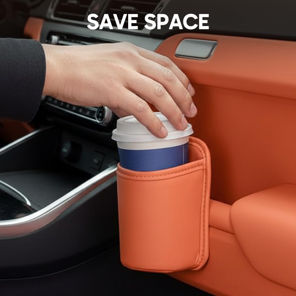 Car Door Cup Holder, Clip On Drink Holder Vehicle Door Storage Organizer (Black)