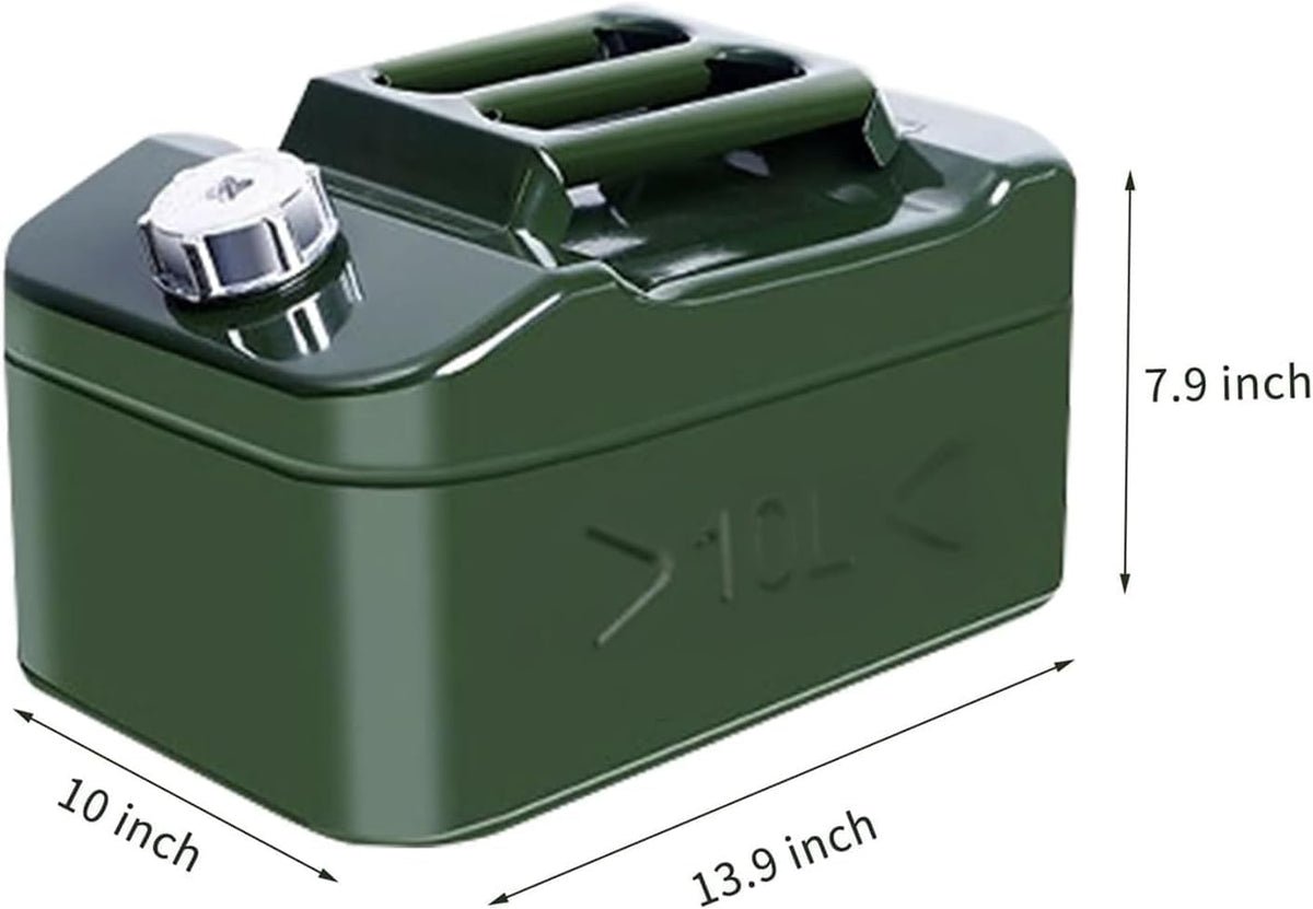 2.5 Gallons Metal Water Can 10liters Stackable Container, Portable Suitable for Outdoor Travel, Car Camping, Emergency Backup (Not For Drinking Water)