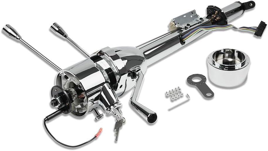 30" Natural Manual Steering Column with Key & 9 Holes Adapter