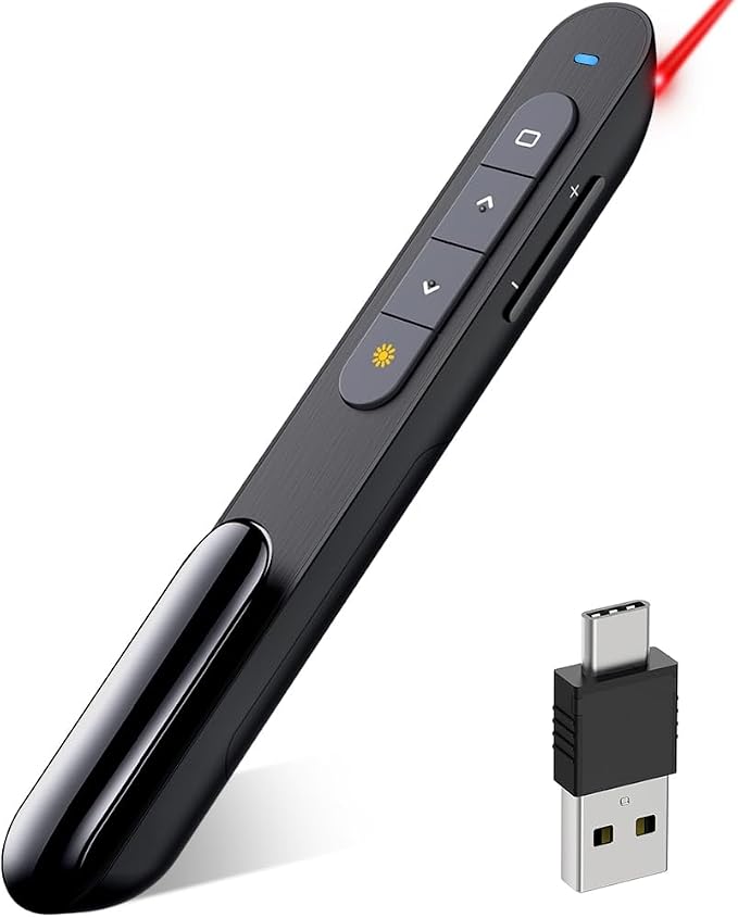 DinoFire USB Type C Wireless Presenter Remote Presentation Clicker, Volume