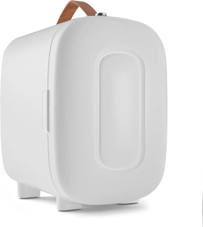 FANSEXPERT Mini Fridge for Bedroom, 4 Liter/6 Cans Skin Care Fridge Small Refrigerator, AC/DC Portable Mini Cooler & Warmer, Small Cosmetic Fridge for Camping, Dorm, Office, Car (White)
