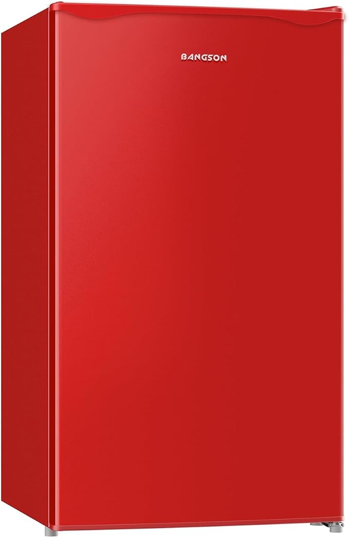 Mini Fridge with Freezer 3.2 Cu.Ft for Bedroom and Office Red | Single Door, Small Refrigerator, Energy-efficient, Low Noise, Mini fridge for Dorm