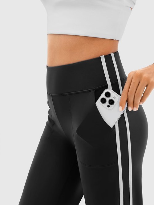 INNO MINT Wide Leg Track Pants Women, High Waisted Loose Yoga Sweatpants with Pockets, Contrast Trim Workout Trousers