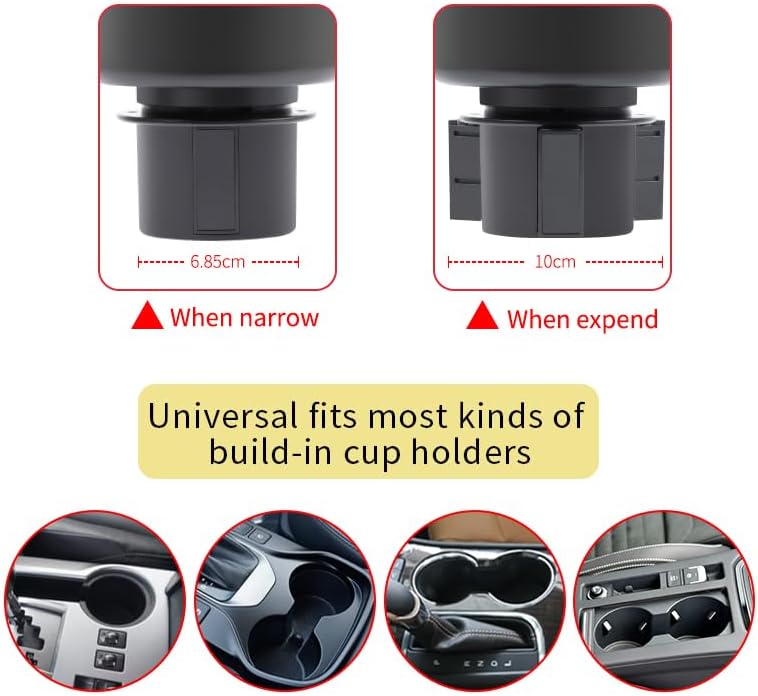 Dual Car Cup Holder Expander with Adjustable Base