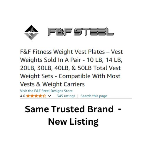 F&F STEEL Adjustable Weighted Vest & Plates - Strength, Edurance, Running, Hiking, Rucking, Fitness WODs (Silver Plates - 8.75lb)