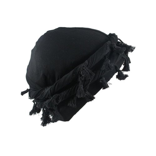 Agturber 2pcs Turban for Men Women Satin Lined Durag Head Wrap Vintage Modal Twist Halo Turban with Tassel(Black,Beige)