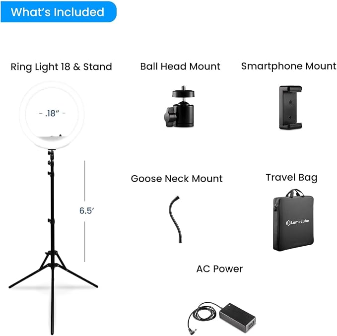 Lume Cube LED Ring Light for Videos, Live Streaming |18” Circle Light