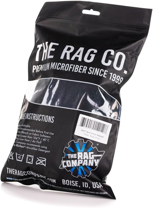 The Rag Company - Sport & Workout Towel - Gym, Exercise, Fitness, Spa, Ultra Soft, Super Absorbent, Fast Drying Premium Microfiber, 320gsm, 16in x 27in, Midnight (3-Pack)