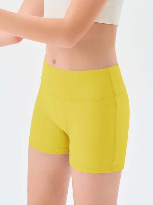 Haloumoning Girls Athletic Shorts - High Waisted Comfy Biker Shorts for Yoga & Dance | Sizes 5-14Y
