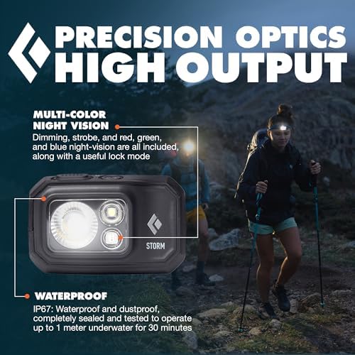 BLACK DIAMOND Storm 450 Headlamp, AAA Powered, Dimmable, Bright, BD Black