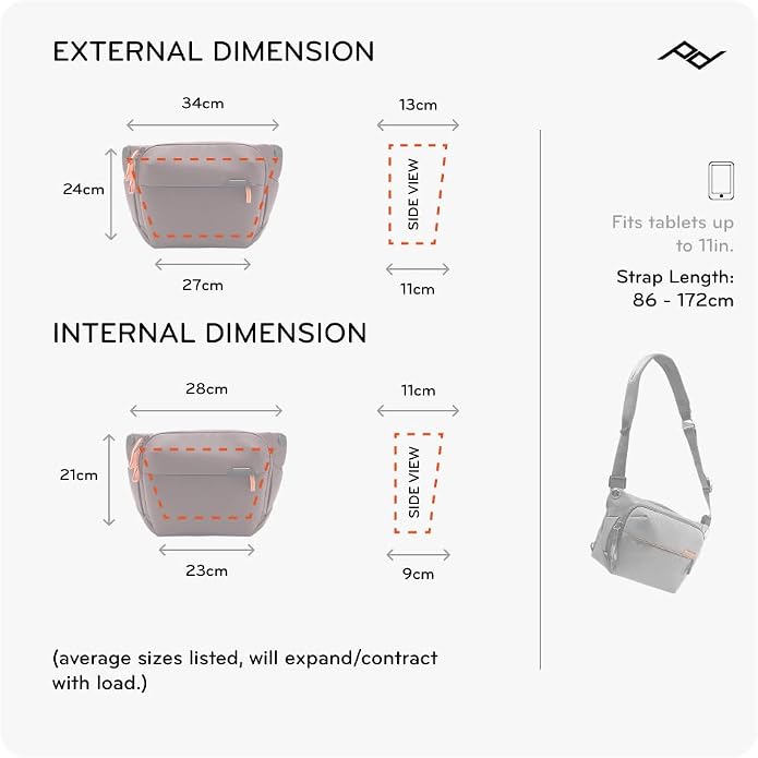 Peak Design Everyday Sling 6L, Padded Adjustable Shoulder Strap