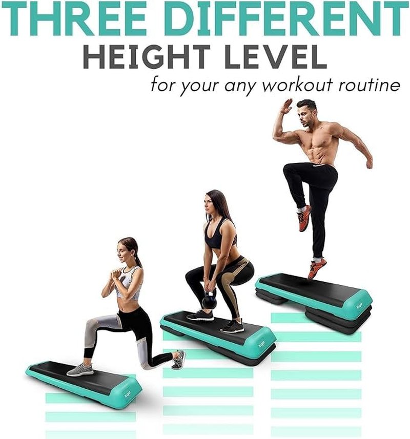 Yes4All Adjustable Workout Aerobic Exercise Step Platform Health Club Size with 4 Adjustable Risers Included and Extra Risers Options - Green Black