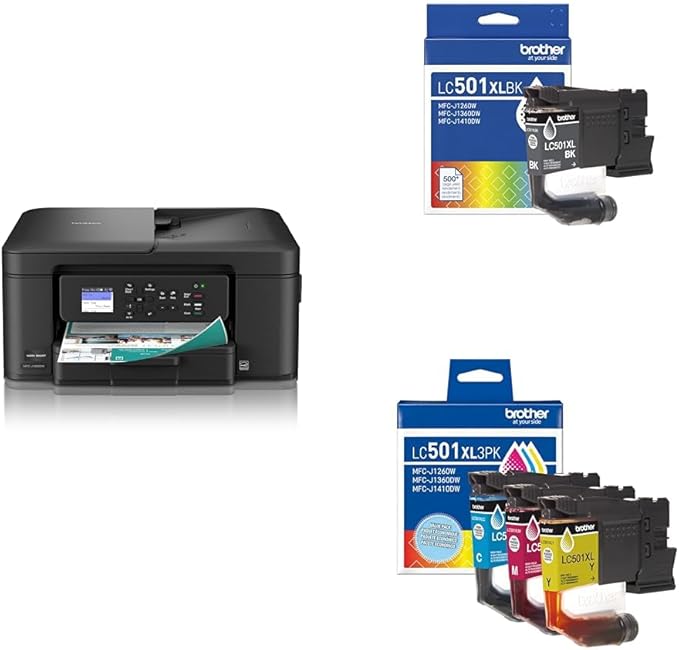 Bundle of Brother Work Smart 1360 Wireless Color Inkjet All-in-One Printer +