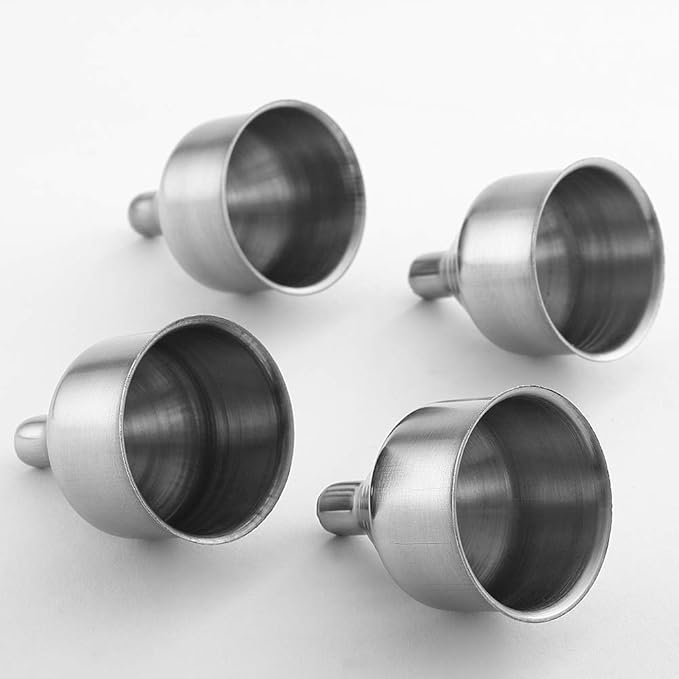 6 Pcs Stainless Steel Flask Funnels, Set of 6 Easy to Use Funnel for Flasks