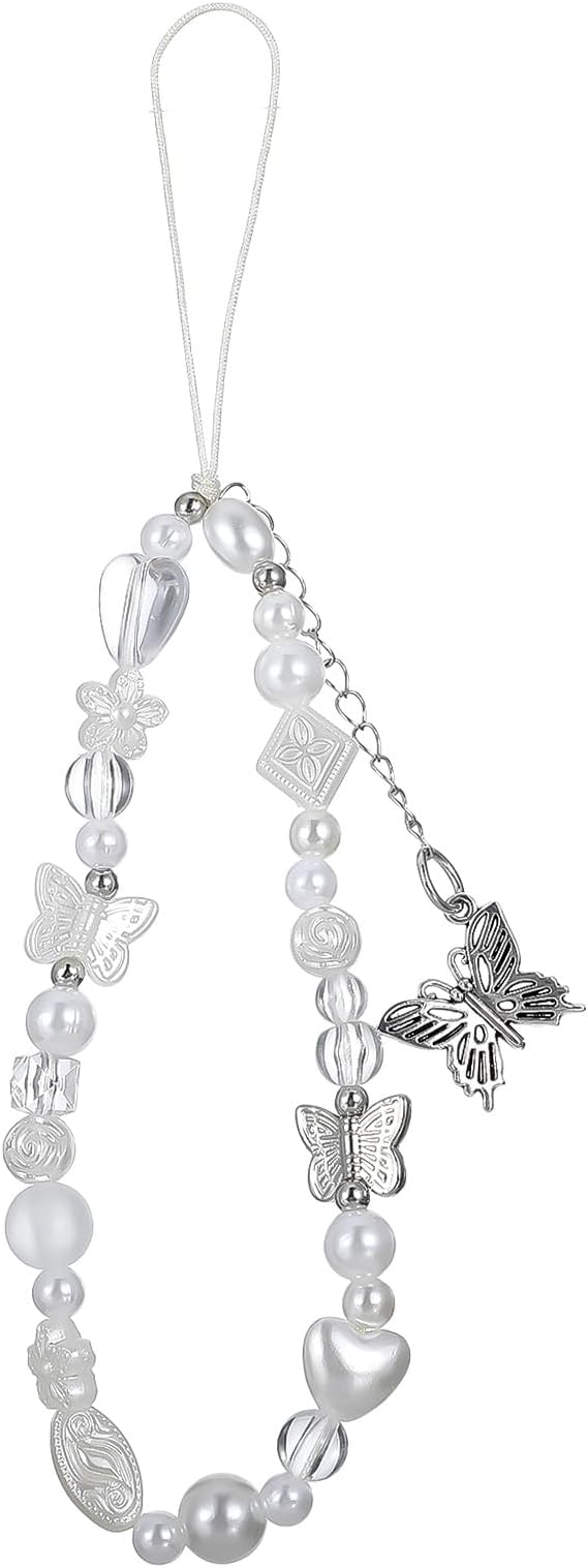Beaded Camera Wrist Strap Butterfly Cellphone Lanyard Strap Y2K Phone Charms