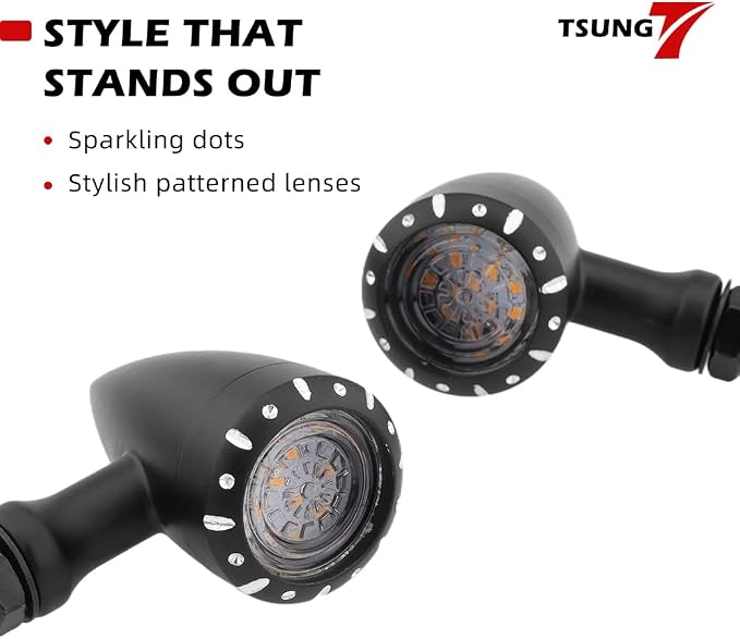 TSUNG 2PCS Motorcycle Bullet LED Front Turn Signal White Amber Light SMD