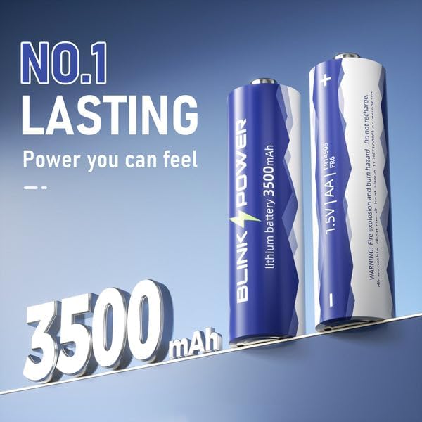 Blinkspower Lithium Batteries AA 16 Pack, 3500mAh NO.1 Lasting 1.5V Double A