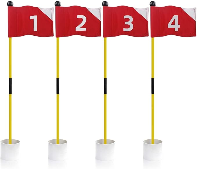 Crestgolf Portable Backyard Practice Golf Hole Cup and Flag Stick of Fiberglass, Golf Putting Green Flagstick Golf Pin Flag Hole Cup Set