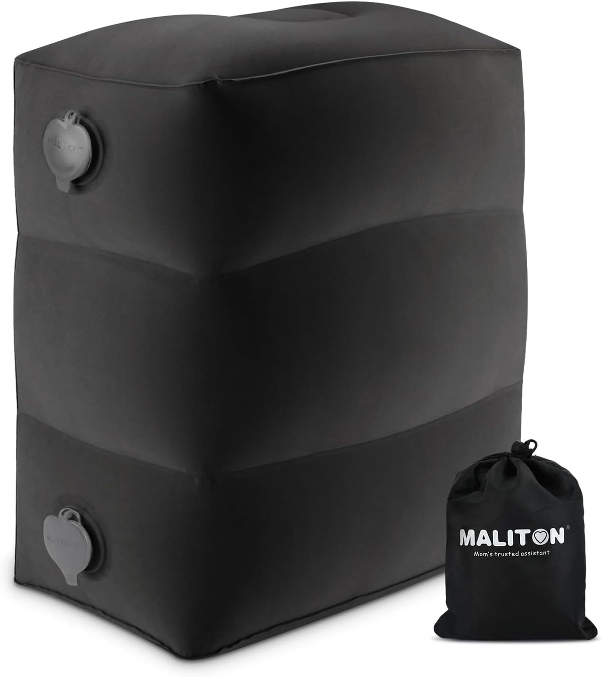 Maliton Inflatable Travel Foot Rest Pillow, Toddler Airplane Bed, Car Seat Foot Rest for Kids, Adjustable Height Leg Rest Pillow for Airplane, Home, Office(Black, 1 Pack)
