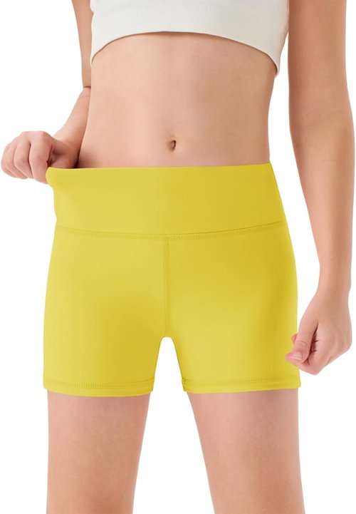 Haloumoning Girls Athletic Shorts - High Waisted Comfy Biker Shorts for Yoga & Dance | Sizes 5-14Y