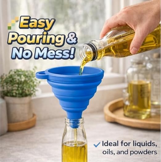 3PCS Silicone Funnel Set, Flexible Rubber Kitchen Funnels for Filling Bottles, Small Medium Large Food Grade Funnel for Essential Oils, Spices, Powder, Cooking, Liquid, Perfume, Flask