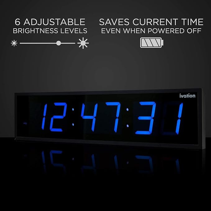 Ivation Oversized Large Digital Wall Clock