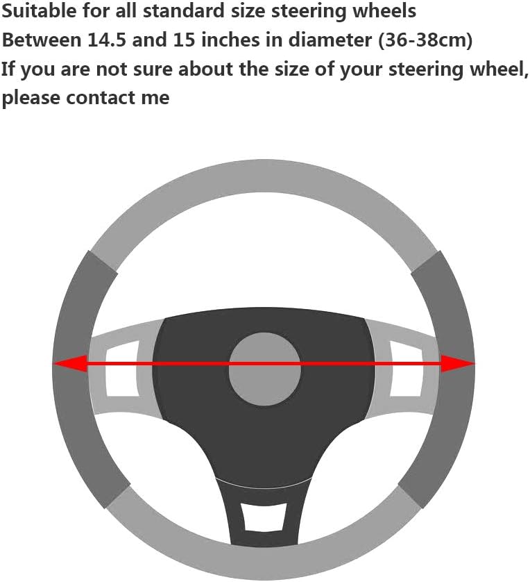 YHONGJT Soft Microfiber Leather Steering Wheel Cover, Universal 15 Inch for Women Girls, Fit Vehicles, Sedans, SUVs, Vans, Trucks - Light Pink