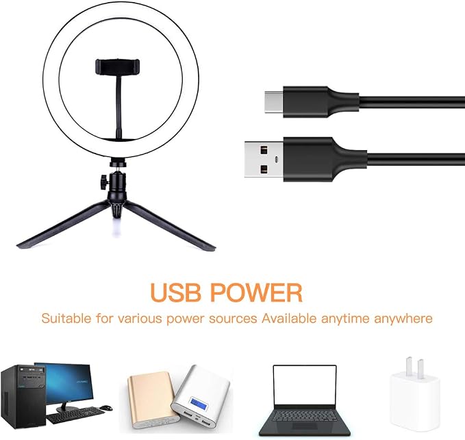 Ring Light with Stand OEBLD Dimmable Desk Selfie Ring Light with Phone Holder