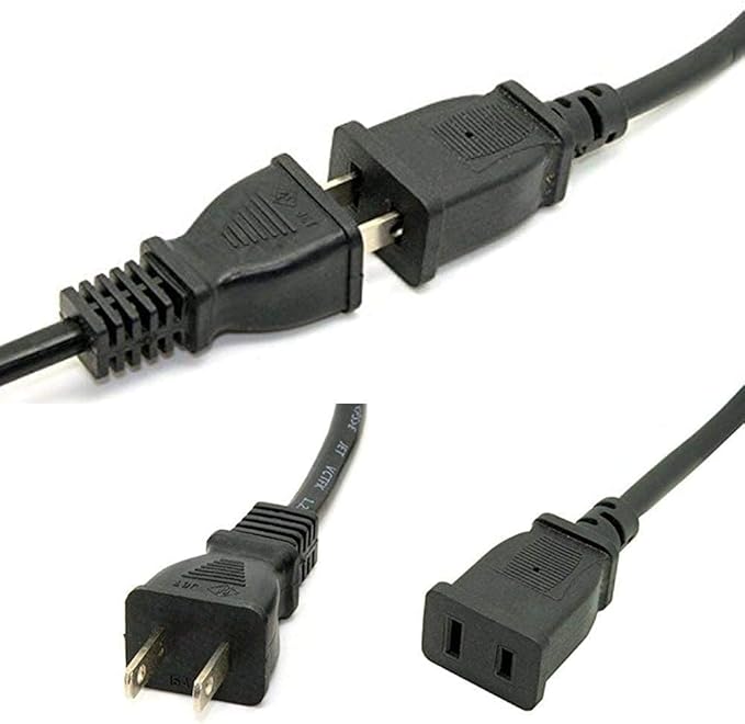 Toptekits (16.4ft/5m) USA Outlet Saver Power Extension Cord Cable 125V 10A 2-Prong 2 Outlets for NEMA 5-15P to NEMA 5-15R,Nice Extension (16.4ft/5m)