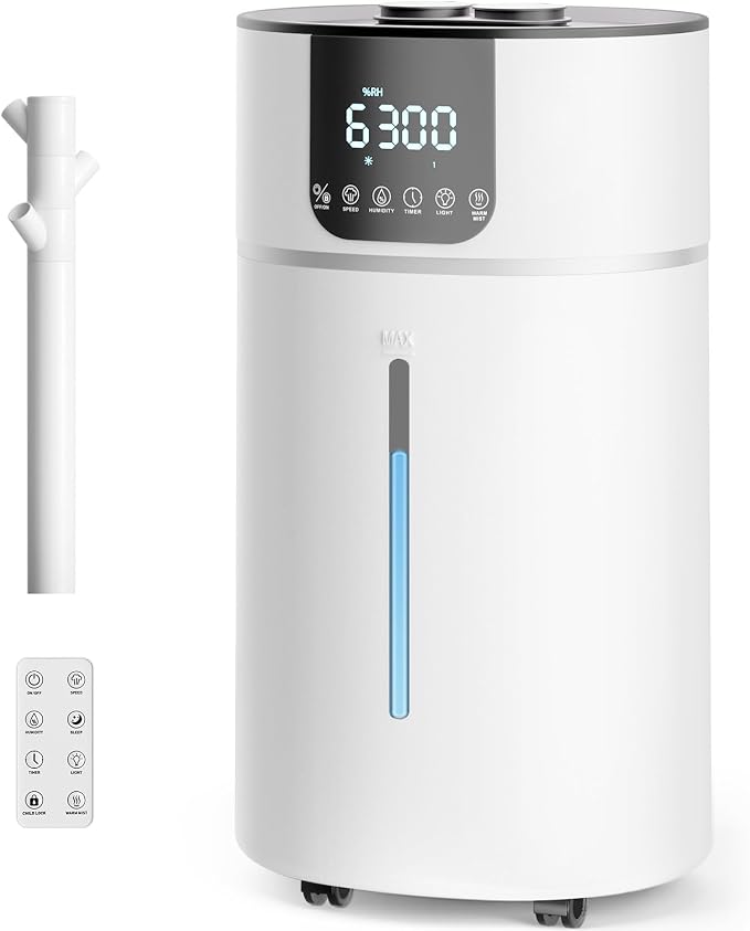 AreShark 4.2 Gal/16L Humidifier Large Room, Cool Warm Mist 2000ft² Whole House Air Humidifiers for Bedroom, Plants, Adults, 60H Runtime, Humidity Setting, Easy to Clean, Top Fill, Extension Tube