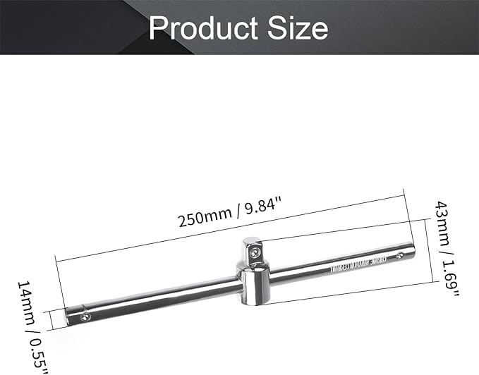 Utoolmart 1/2 Inch Drive Sliding Wrench Breaker Bar Adjustable T-Handle Socket Hand Tool 2Pcs