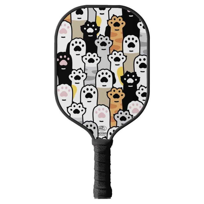 TigerTail Sports Cat Paws Colorful Design Pickleball Paddle, USA Pickleball Approved, Black Trim