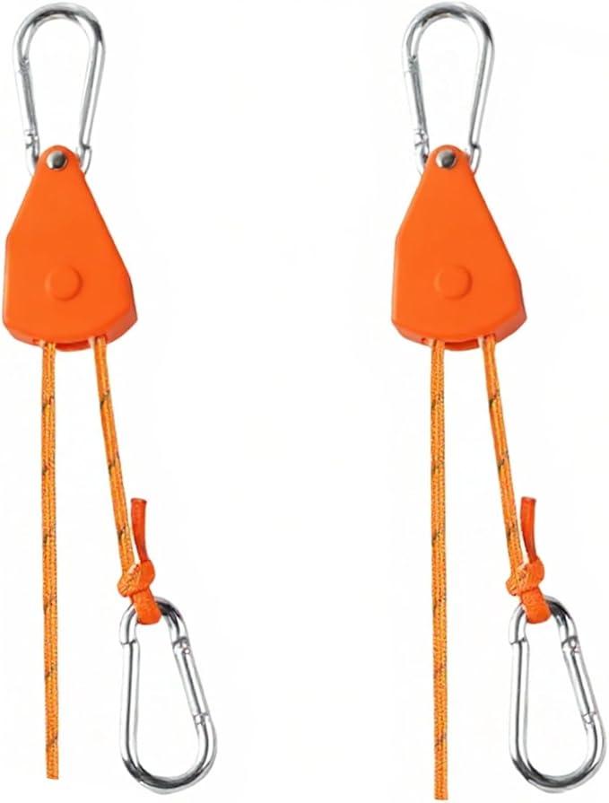 Longer 15ft Ratchet Strap Rope Tie Down Rope Rollers 6 Pack Paracord Tarps Tie Downs Small Cam Jam Retractable Paracord Ropes Tightener for Tent Canopy Use 1/8 inch