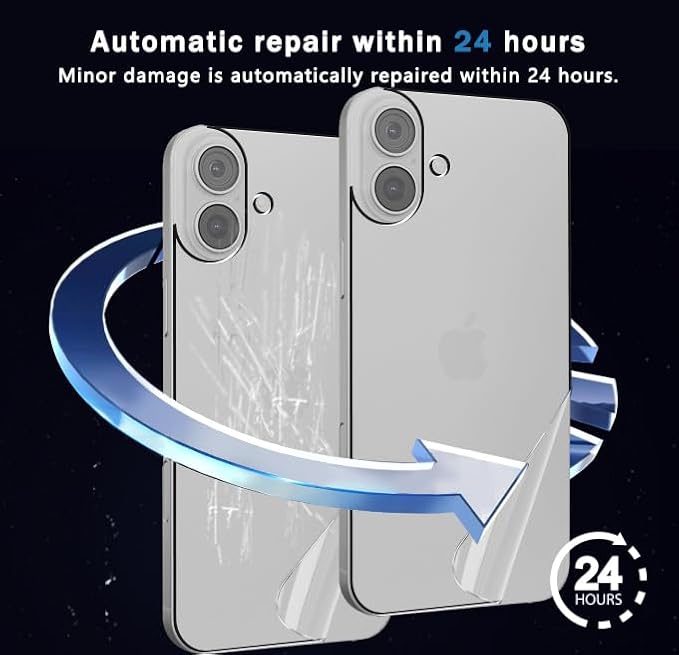 2 Pack for iphone 16 Plus Back Screen Protector Flexible Film Not Tempered Glass