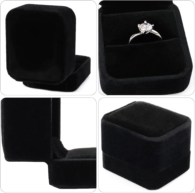 iSuperb 2 Pieces Velvet Ring Box Classic Jewelry Gift Boxes